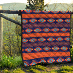 Blue And Orange Southwestern Print Quilt