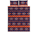 Blue And Orange Southwestern Print Quilt Bed Set