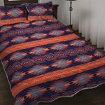 Blue And Orange Southwestern Print Quilt Bed Set
