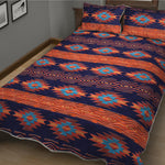 Blue And Orange Southwestern Print Quilt Bed Set