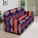 Blue And Orange Southwestern Print Sofa Cover