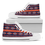 Blue And Orange Southwestern Print White High Top Shoes