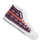 Blue And Orange Southwestern Print White High Top Shoes