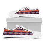 Blue And Orange Southwestern Print White Low Top Shoes