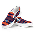 Blue And Orange Southwestern Print White Slip On Sneakers