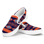 Blue And Orange Southwestern Print White Slip On Shoes