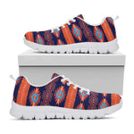 Blue And Orange Southwestern Print White Sneakers