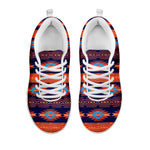 Blue And Orange Southwestern Print White Sneakers