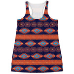 Blue And Orange Southwestern Print Women's Racerback Tank Top