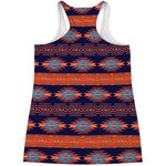 Blue And Orange Southwestern Print Women's Racerback Tank Top
