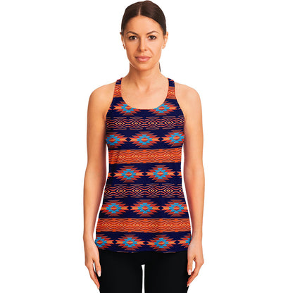Blue And Orange Southwestern Print Women's Racerback Tank Top