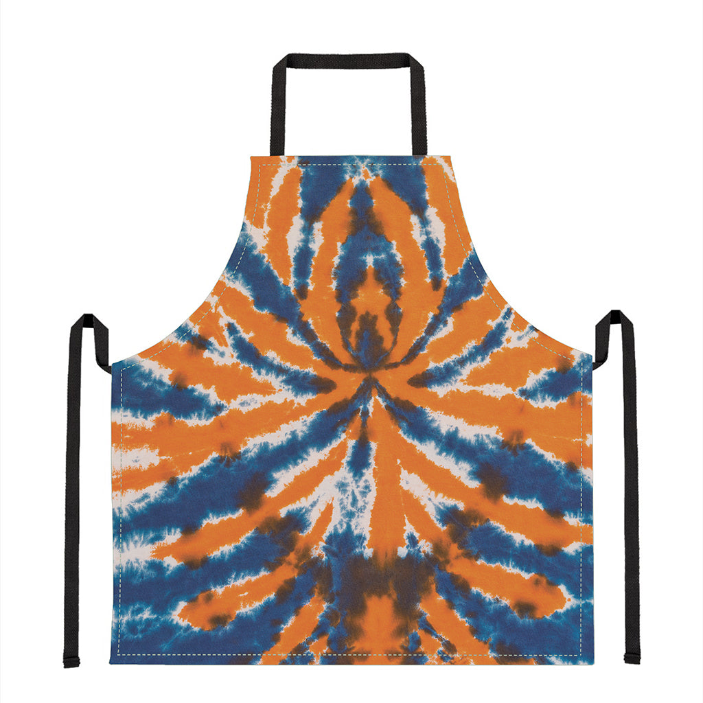 Blue And Orange Spider Tie Dye Print Apron