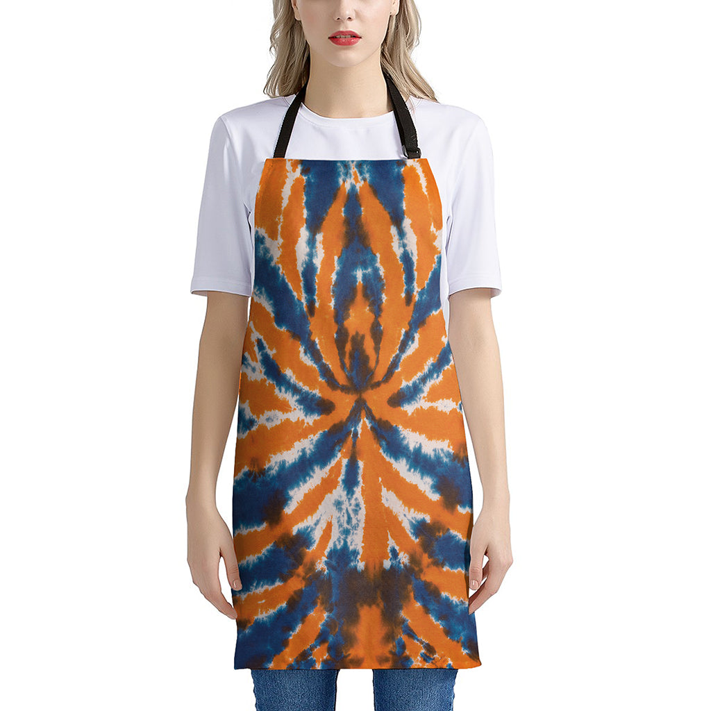 Blue And Orange Spider Tie Dye Print Apron