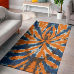 Blue And Orange Spider Tie Dye Print Area Rug