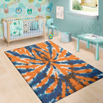 Blue And Orange Spider Tie Dye Print Area Rug