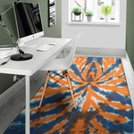 Blue And Orange Spider Tie Dye Print Area Rug