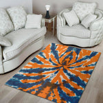 Blue And Orange Spider Tie Dye Print Area Rug