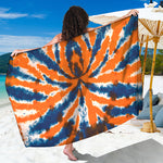 Blue And Orange Spider Tie Dye Print Beach Sarong Wrap