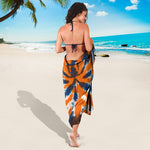 Blue And Orange Spider Tie Dye Print Beach Sarong Wrap