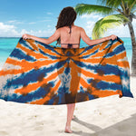 Blue And Orange Spider Tie Dye Print Beach Sarong Wrap
