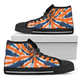 Blue And Orange Spider Tie Dye Print Black High Top Sneakers