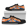 Blue And Orange Spider Tie Dye Print Black Low Top Sneakers