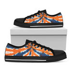 Blue And Orange Spider Tie Dye Print Black Low Top Shoes