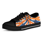 Blue And Orange Spider Tie Dye Print Black Low Top Shoes