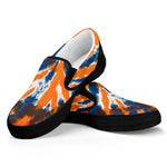 Blue And Orange Spider Tie Dye Print Black Slip On Shoes