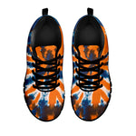 Blue And Orange Spider Tie Dye Print Black Sneakers