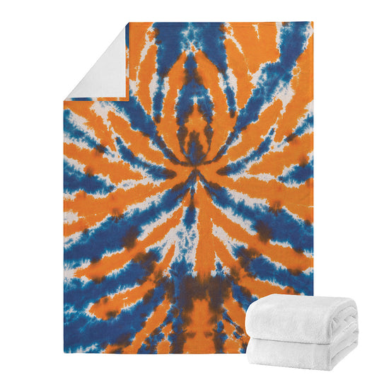 Blue And Orange Spider Tie Dye Print Blanket