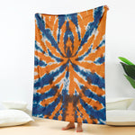 Blue And Orange Spider Tie Dye Print Blanket