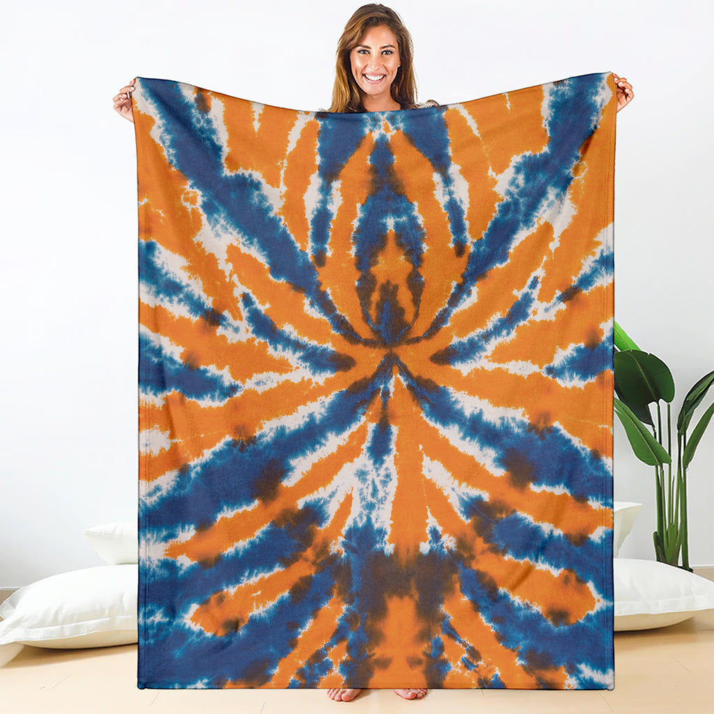 Blue And Orange Spider Tie Dye Print Blanket