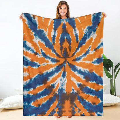 Blue And Orange Spider Tie Dye Print Blanket