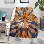Blue And Orange Spider Tie Dye Print Blanket