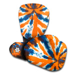 Blue And Orange Spider Tie Dye Print Boxing Gloves
