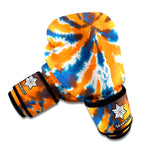 Blue And Orange Spider Tie Dye Print Boxing Gloves