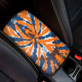 Blue And Orange Spider Tie Dye Print Car Center Console Cover