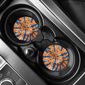 Blue And Orange Spider Tie Dye Print Car Coasters
