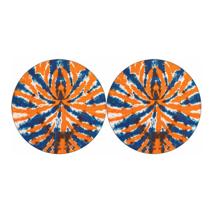 Blue And Orange Spider Tie Dye Print Car Coasters
