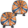 Blue And Orange Spider Tie Dye Print Car Headrest Covers