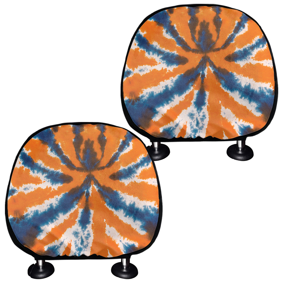 Blue And Orange Spider Tie Dye Print Car Headrest Covers