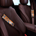 Blue And Orange Spider Tie Dye Print Car Seat Belt Covers