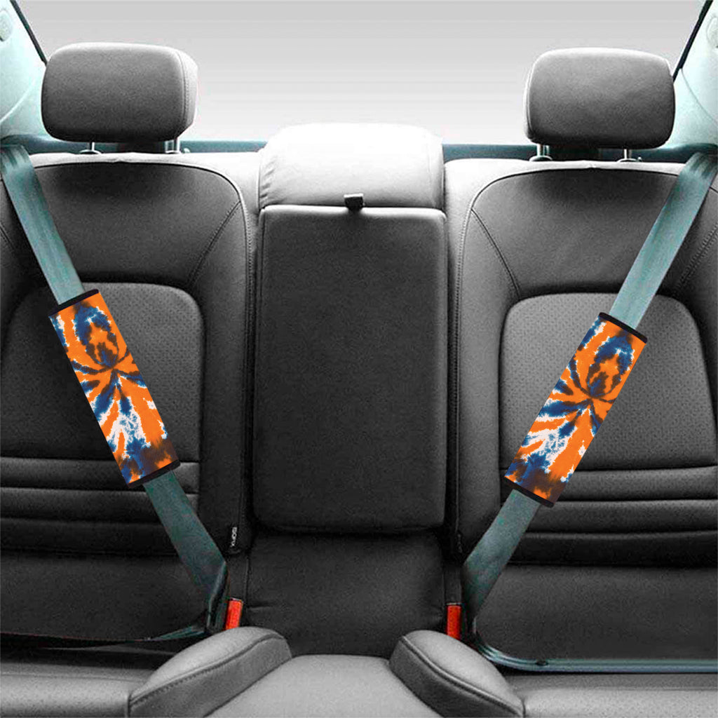 Blue And Orange Spider Tie Dye Print Car Seat Belt Covers
