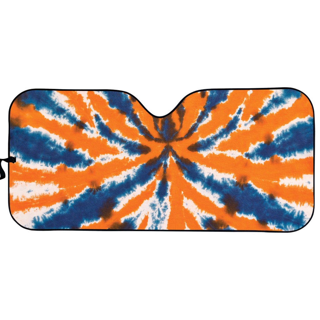 Blue And Orange Spider Tie Dye Print Car Sun Shade