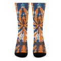 Blue And Orange Spider Tie Dye Print Crew Socks