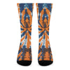 Blue And Orange Spider Tie Dye Print Crew Socks