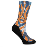 Blue And Orange Spider Tie Dye Print Crew Socks