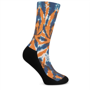 Blue And Orange Spider Tie Dye Print Crew Socks