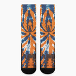 Blue And Orange Spider Tie Dye Print Crew Socks